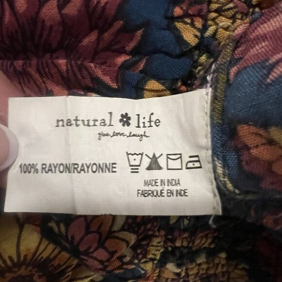 Natural Life Crop Top Smocked Floral Short Sleeve Size Médium Ruffle Shirt Boho - Picture 8 of 8